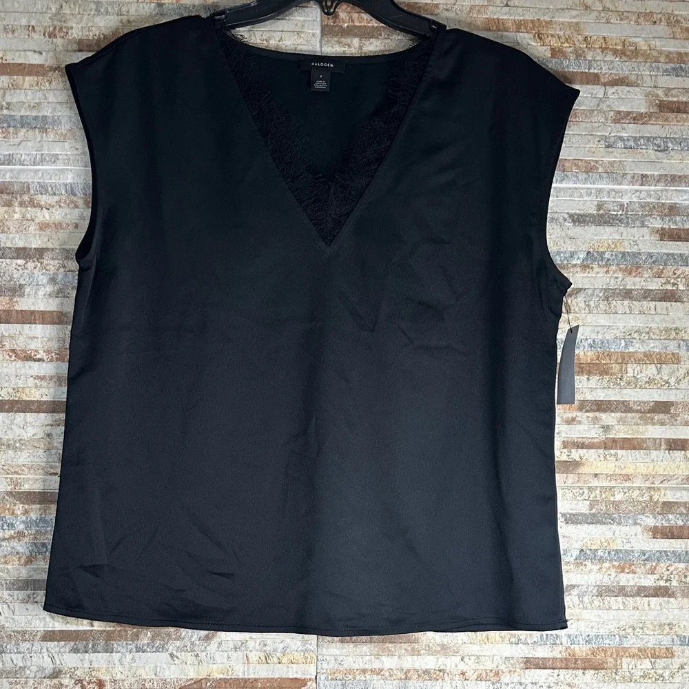 Halogen Black V-Neck Sleeveless Top - Picture 1 of 4